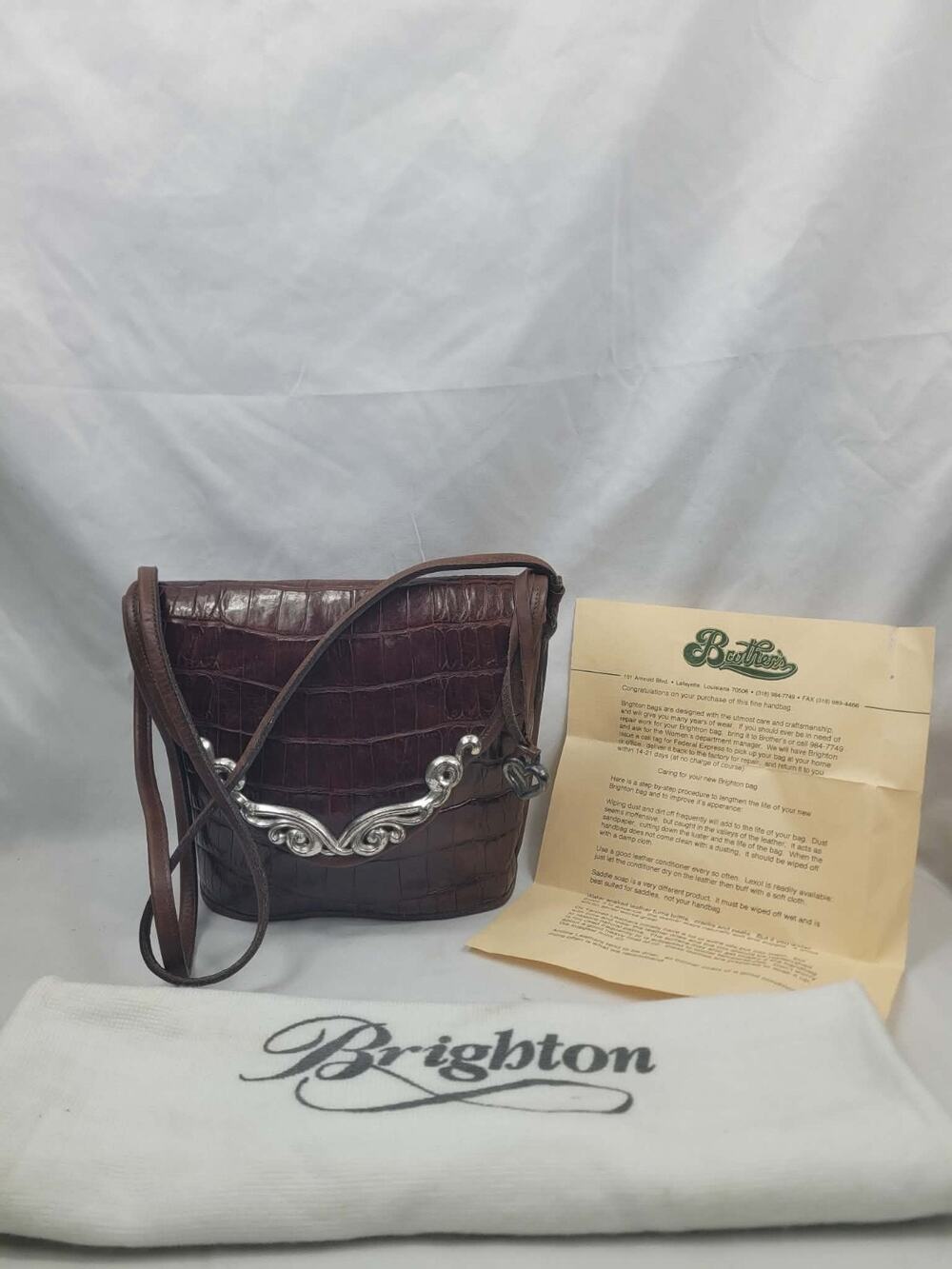 Brighton Leather Brown Shoulder Crossbody Purse Handbag Vintage Dustbag